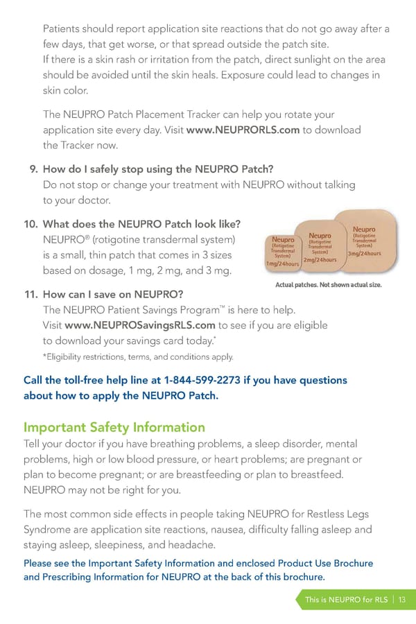 This is NEUPRO® for RLS. - Page 13