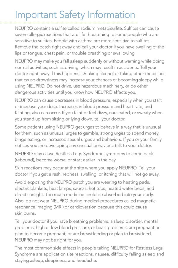 This is NEUPRO® for RLS. - Page 14