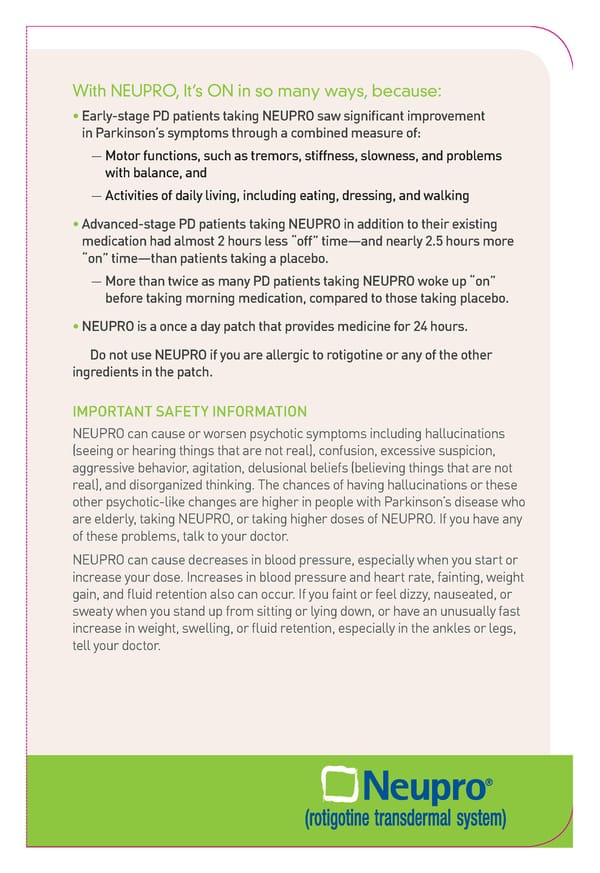 What you should know about NEUPRO® - Page 5