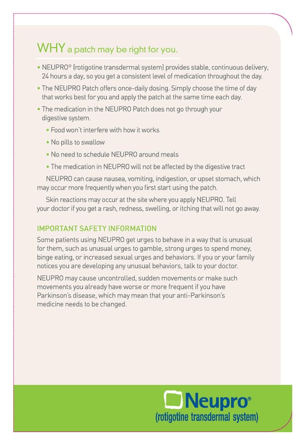 What you should know about NEUPRO® - Page 7